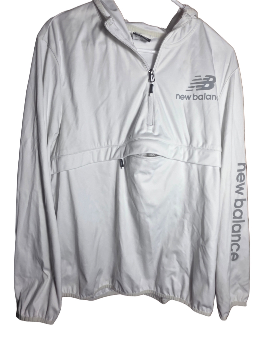 New Balance White Pullover Windbreaker 2xl Plus Sized EUC Athletic Style Y2K 90s